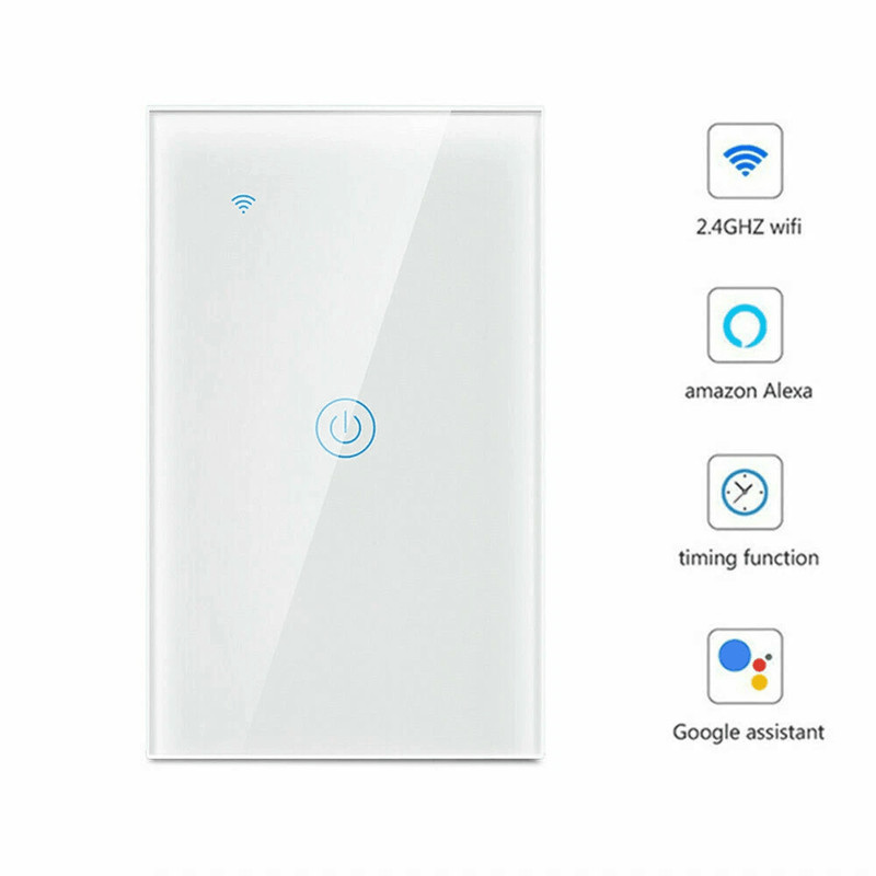 Gang WiFi Smart Wall Touch Light Switch Glass Panel Compatible With Alexa Google Assistant Remote C 9