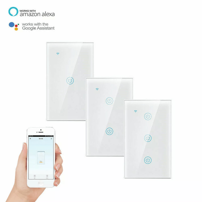 Gang WiFi Smart Wall Touch Light Switch Glass Panel Compatible With Alexa Google Assistant Remote C 8