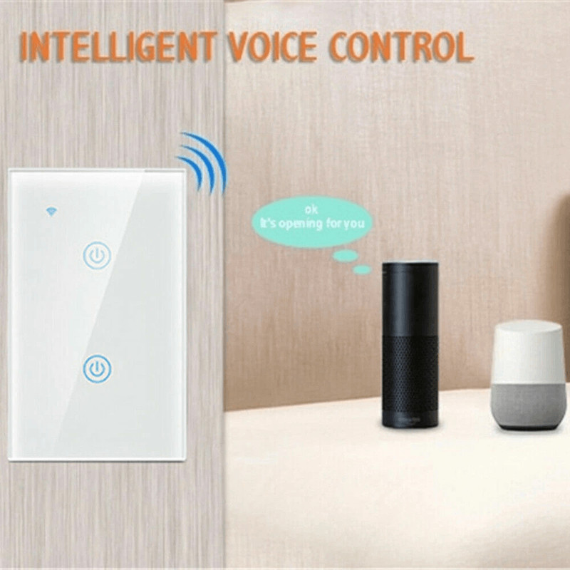 Gang WiFi Smart Wall Touch Light Switch Glass Panel Compatible With Alexa Google Assistant Remote C 6