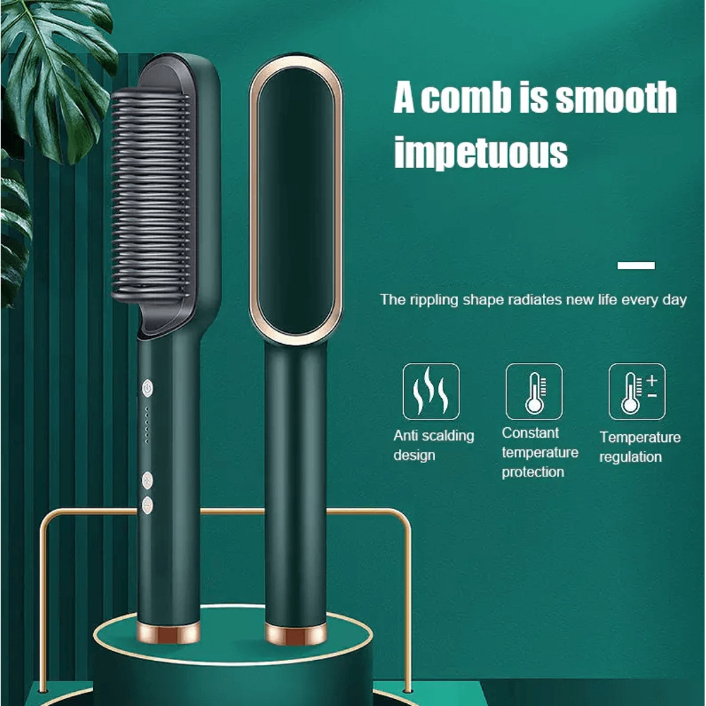 2in1 Hair Straightener Brush  Curler  Electric Hot Comb With Adjustable Heat Settings For FrizzFree 4