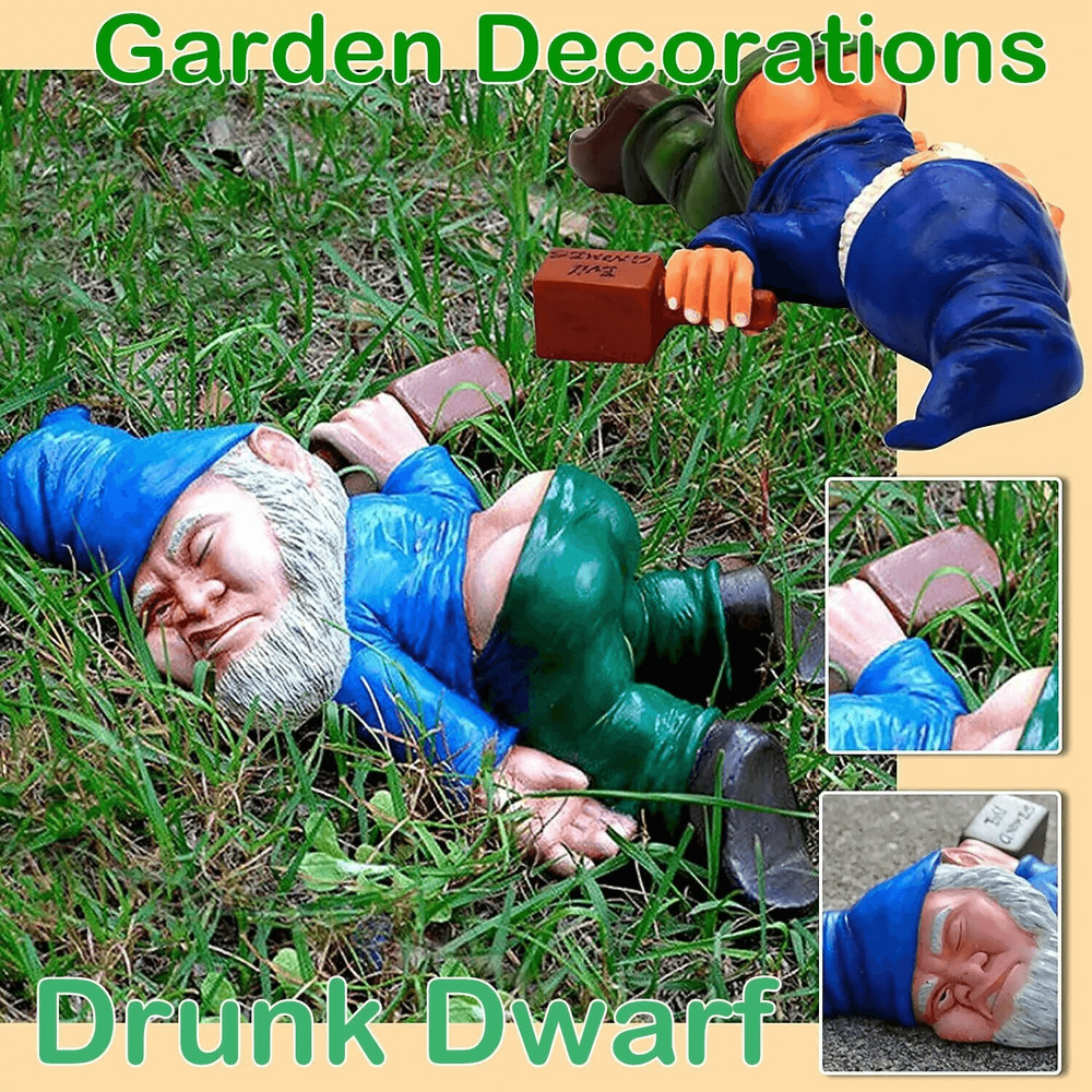 Drunk Dwarf Garden Gnome Decoration Funny Drunken Yard Ornament For Lawn Patio Porch Outdoor Decor 3