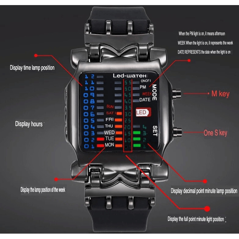 Luxury Mens Digital LED Sports Watch Waterproof Quartz Wristwatch With Date Display 4