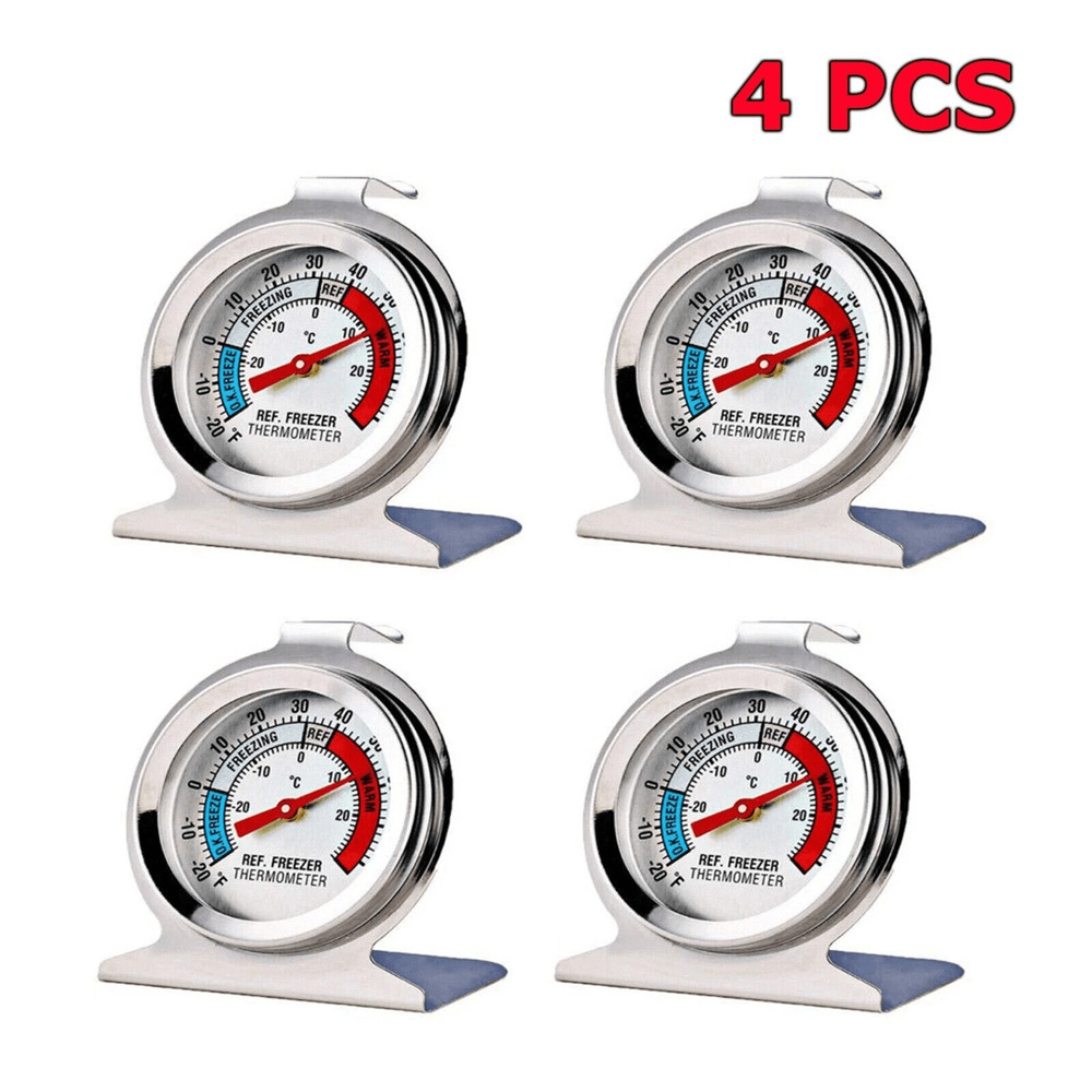 Stainless Steel Refrigerator Freezer Thermometer Dial Type Fridge Temperature Gauge With Hang Stand 6
