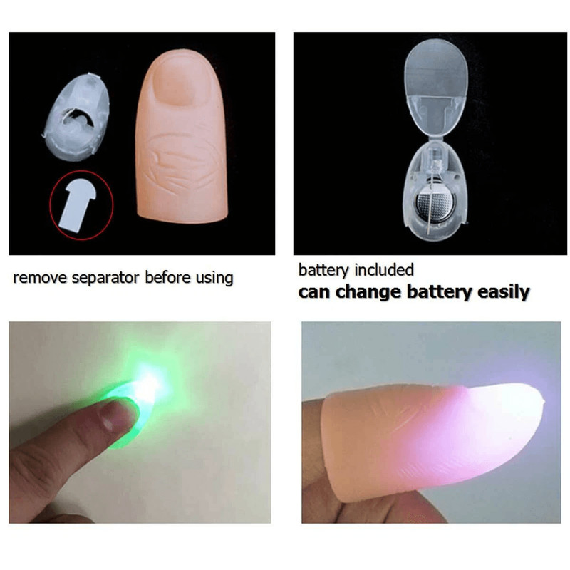 LED Finger Thumbs Light Prank Trick MultiColor Magic Prop For Parties Bars And Shows 7