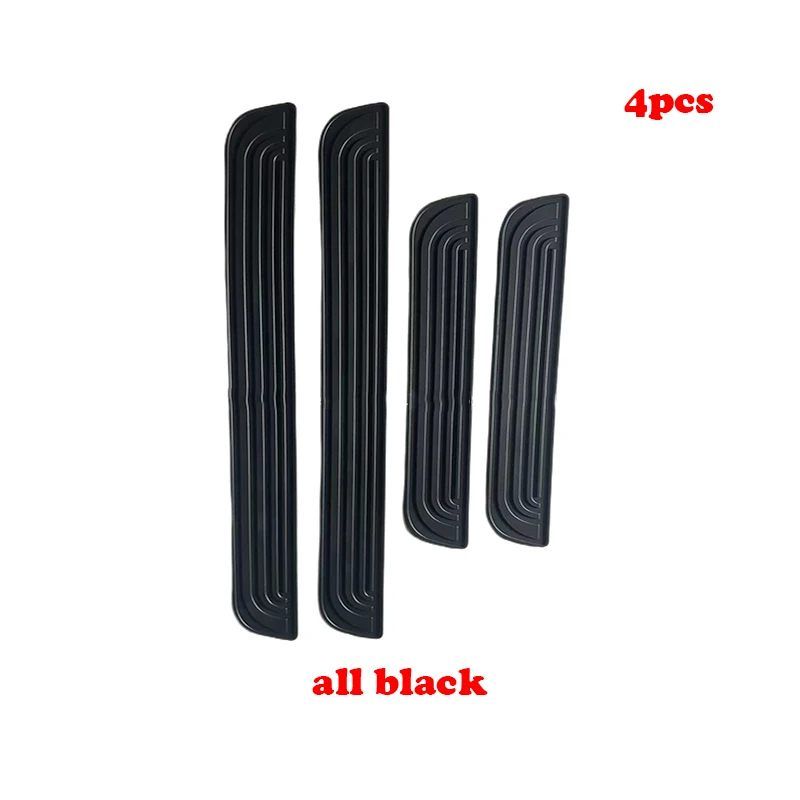 4pcs Rubber Car Door Sill Scuff Covers Black Door Panel Guards Protector Trim Anti Scratch Exterior 8