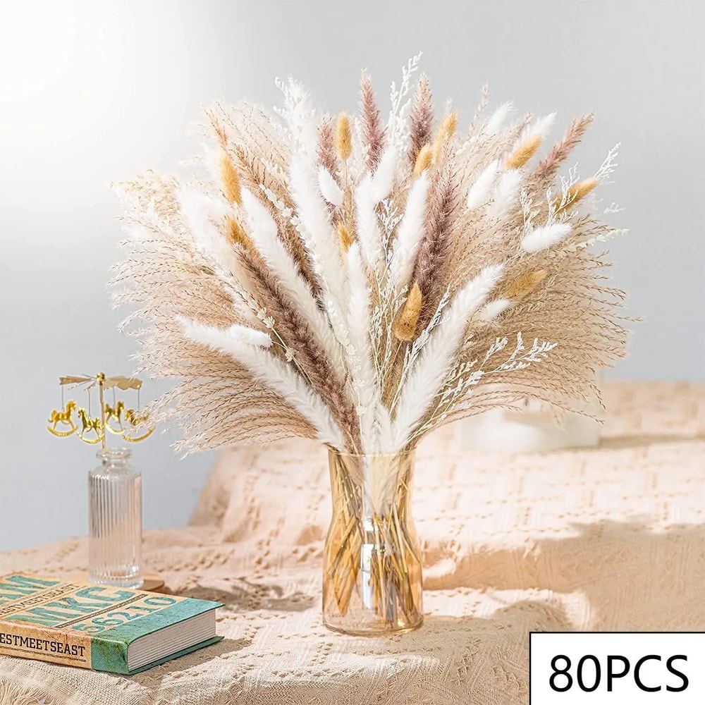 105pcs Natural Dried Flowers Pampas Floral Bouquet Boho Country Home Decoration Rabbit Tail Grass R 7