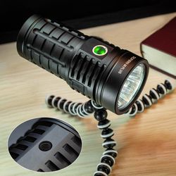 super powerful led flashlight, usb-c rechargeable & reverse charging torch for outdoor camping, emergency, hunting