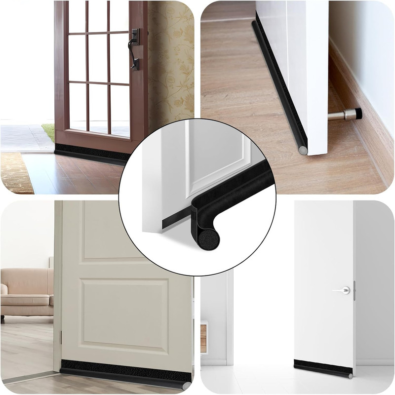 Adjustable Door Draft Stopper Weather Stripping Seal For Bottom Of Door Blocks Cold Noise  Dust Fit 1