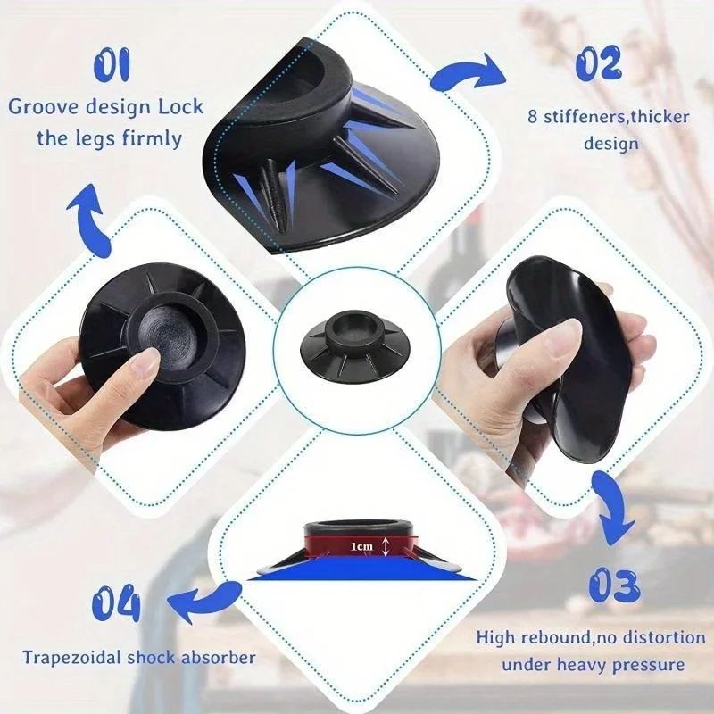 Anti Vibration Rubber Feet Pads Skid Stop Dampers Mat For Washing Machine Dryer NonSlip Shock Absor 5