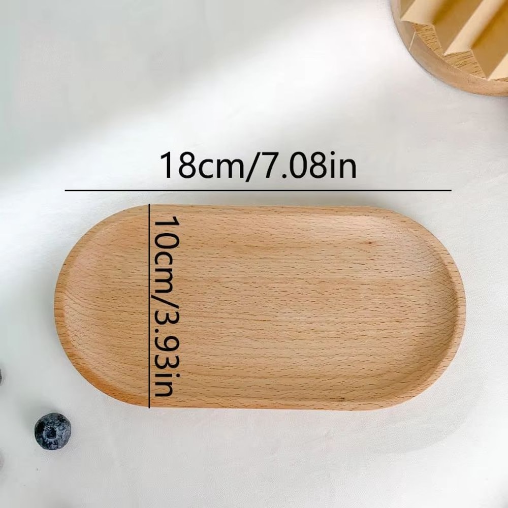 Small Oval Wooden Plate Durable Solid Beech Wood Tableware EcoFriendly Mini Tray For Kids Adults 2