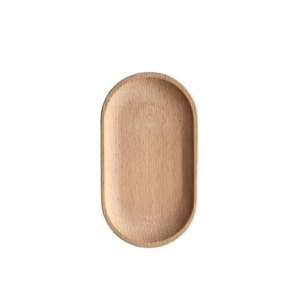 Small Oval Wooden Plate Durable Solid Beech Wood Tableware EcoFriendly Mini Tray For Kids Adults 3