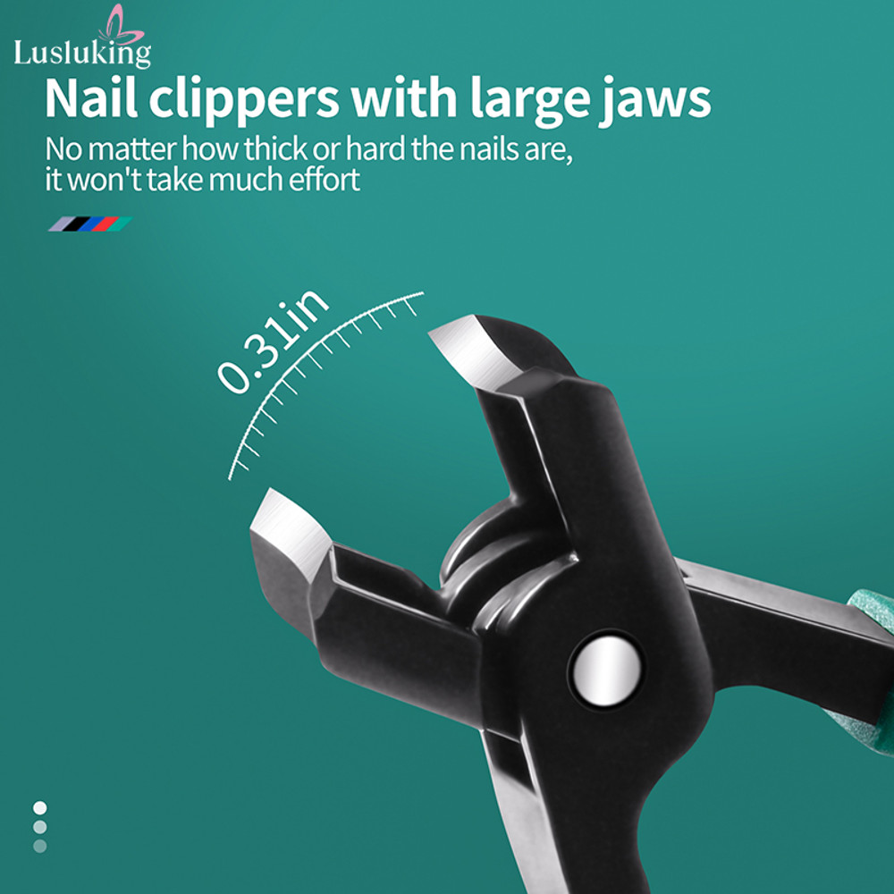 Large Jaw 8mm Opening Nail Clipper Thick  Hard Nail Cutter Stainless Steel Manicure Tool With Anti  3