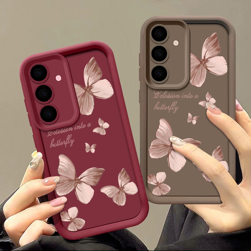 Trendy Gold Butterfly TPU Phone Case Stylish Protective Cover for Samsung Galaxy