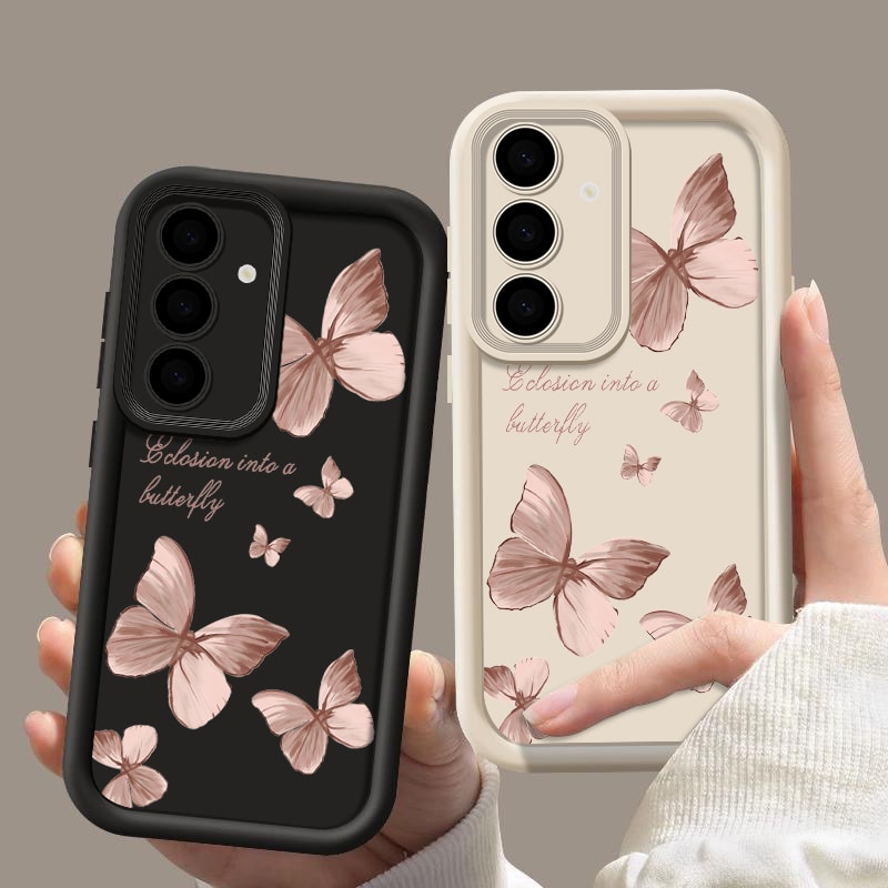 Trendy Gold Butterfly TPU Phone Case Stylish Protective Cover for Samsung Galaxy