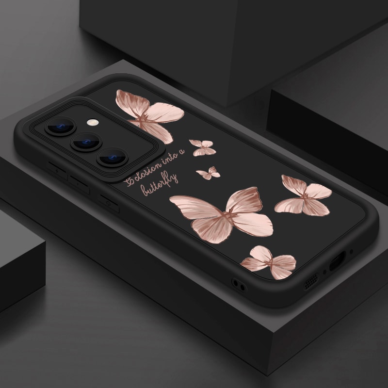 Trendy Gold Butterfly TPU Phone Case Stylish Protective Cover for Samsung Galaxy