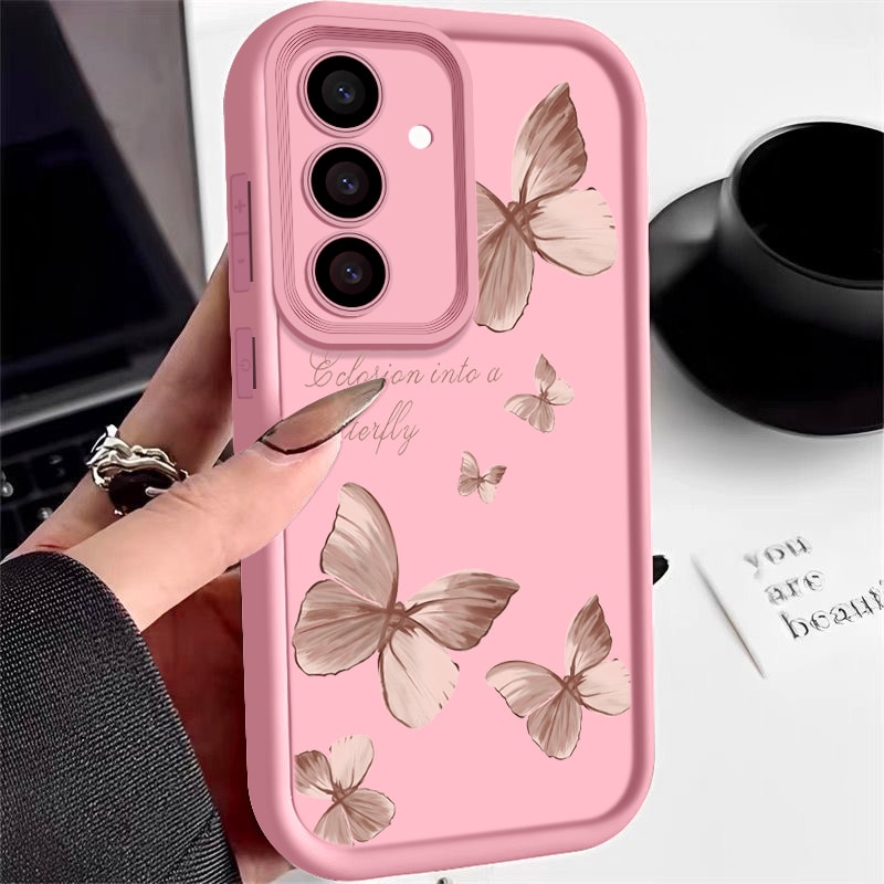 Trendy Gold Butterfly TPU Phone Case Stylish Protective Cover for Samsung Galaxy