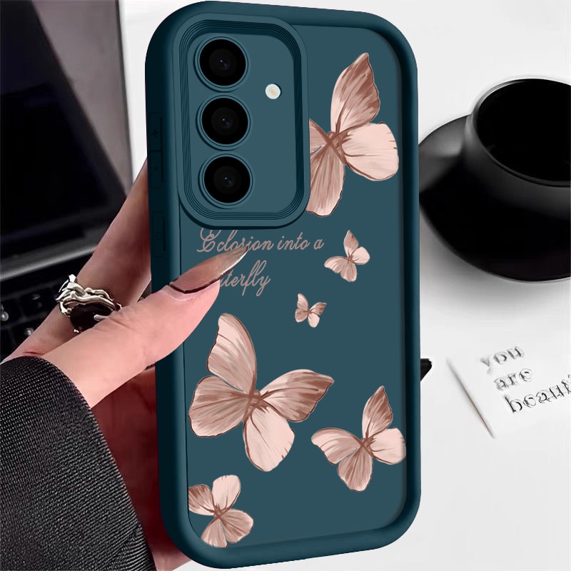 Trendy Gold Butterfly TPU Phone Case Stylish Protective Cover for Samsung Galaxy