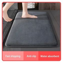 super absorbent floor mat – anti-slip coral velvet bathroom rug, quick-dry bath mat for doorways & showers