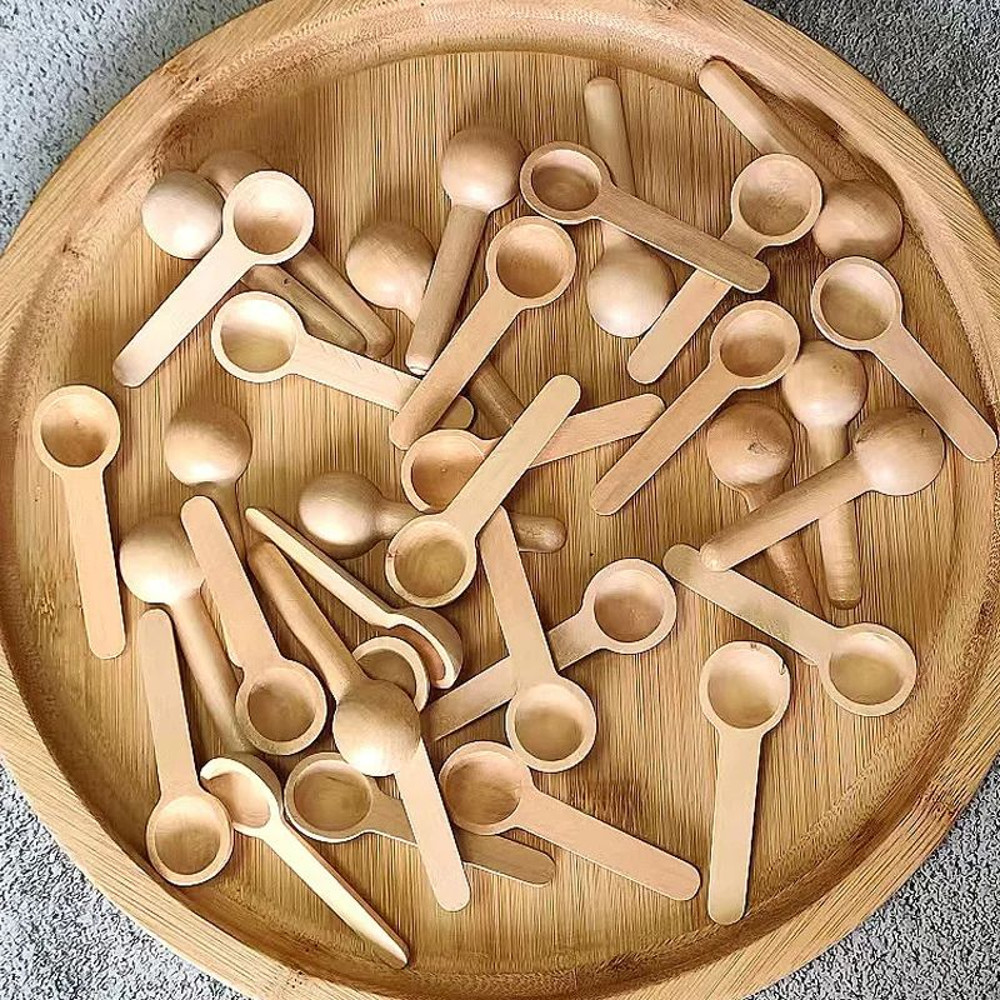 10Pcs Mini Wooden Spoons For Kitchen Seasoning Honey Coffee Salt Spice Jars  Natural Wood Measuring 0