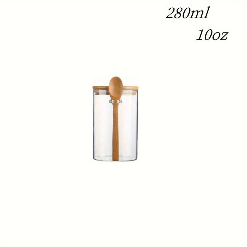 280ml Candy Jar Airtight Glass Storage Jar With Sealed Bamboo Lid And Spoon 10oz Transparent Biscui 6