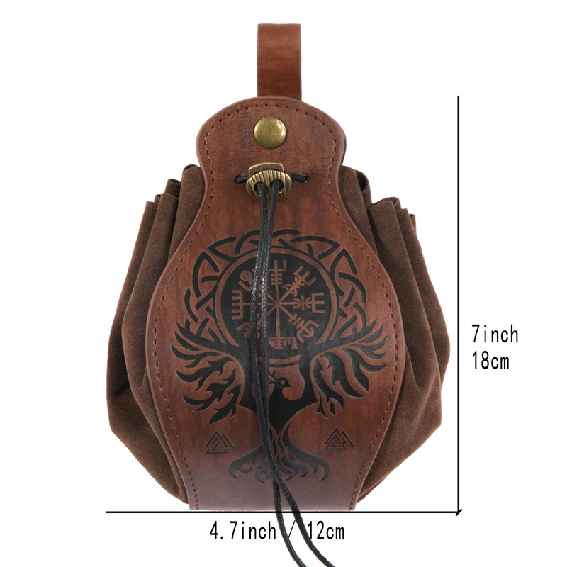 Men VikingStyle Medieval Coin Pouch Belt Bag HighQuality Retro Leather Waist Purse Cool Renaissance 3