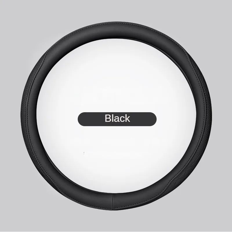 Premium Napa Leather Perforated Patchwork Car Steering Wheel Cover NonSlip Breathable Universal F 7