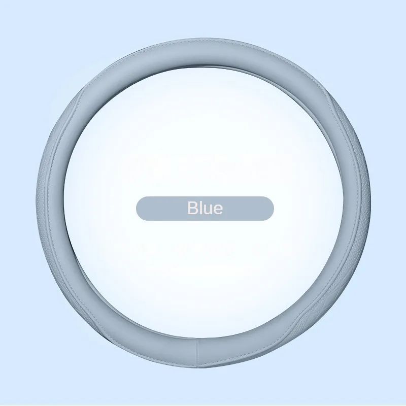 Premium Napa Leather Perforated Patchwork Car Steering Wheel Cover NonSlip Breathable Universal F 8