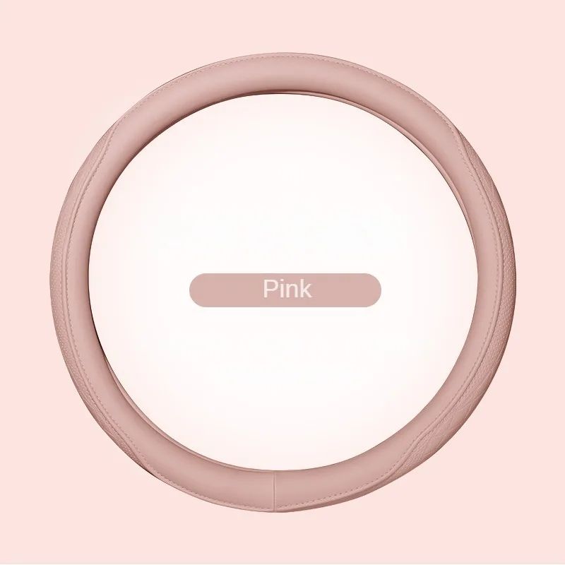 Premium Napa Leather Perforated Patchwork Car Steering Wheel Cover NonSlip Breathable Universal F 10