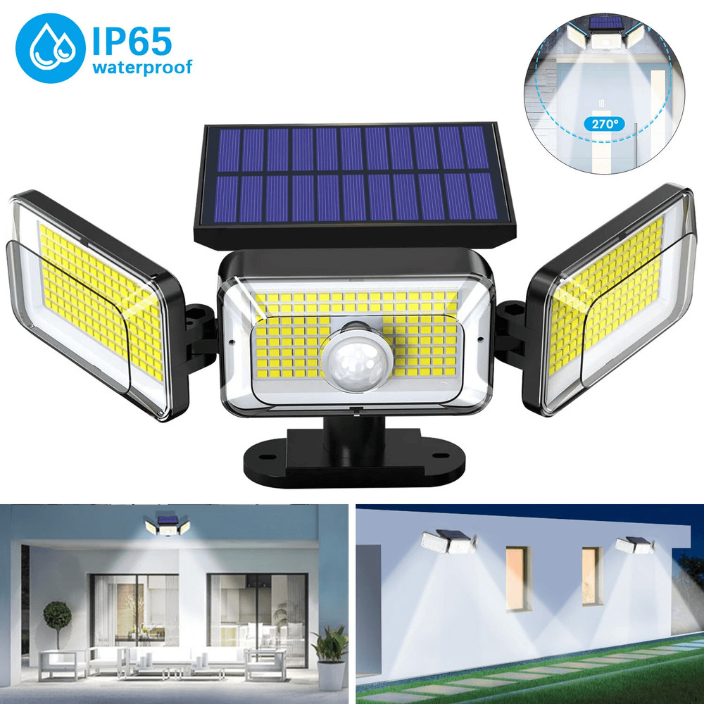 LED Solar Power Wall Lights PIR Motion Sensor Outdoor Garden Security Lamp 3 Mode Waterproof Flood 0
