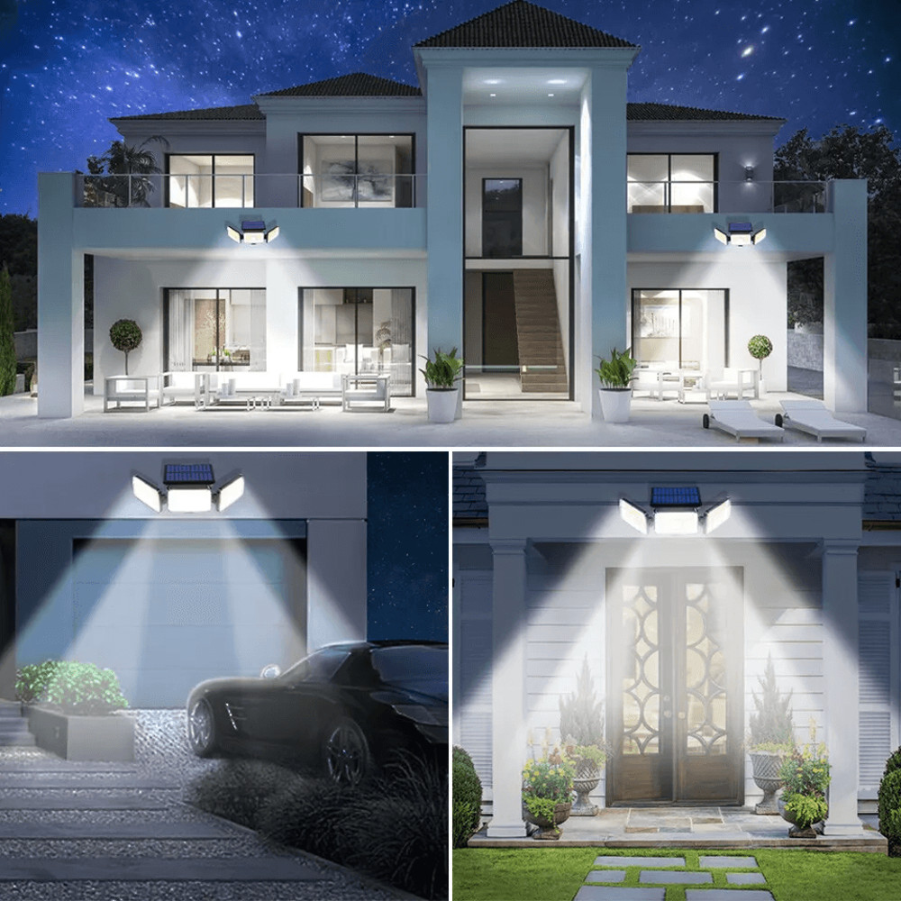 LED Solar Power Wall Lights PIR Motion Sensor Outdoor Garden Security Lamp 3 Mode Waterproof Flood 3