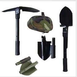 multi purpose survival shovel, portable foldable military shovel for camping, hiking, off road & emergency use