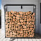 Heavy Duty Tall Metal Firewood Rack with Top Cover, Outdoor Wood Storage Stacking Stand for Deck & Backyard