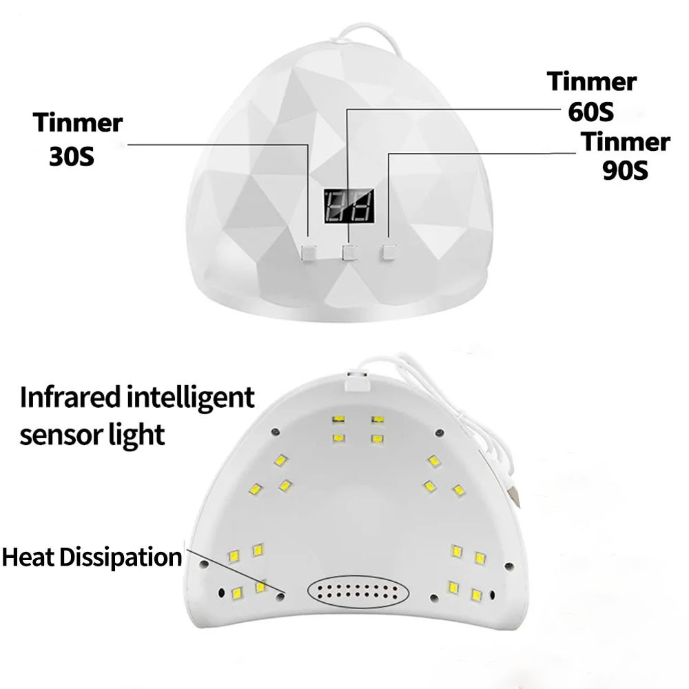 Professional 88W UVLED Nail Lamp Fast Curing Dryer For Gel Polish Extensions Builder Gel White Por 2