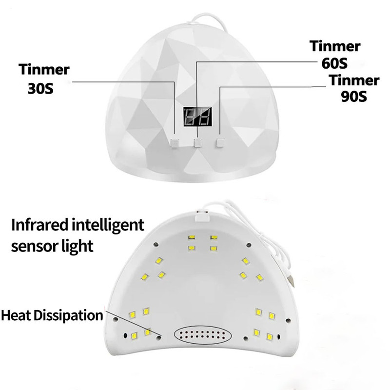 Professional 88W UVLED Nail Lamp Fast Curing Dryer For Gel Polish Extensions Builder Gel White Por 2