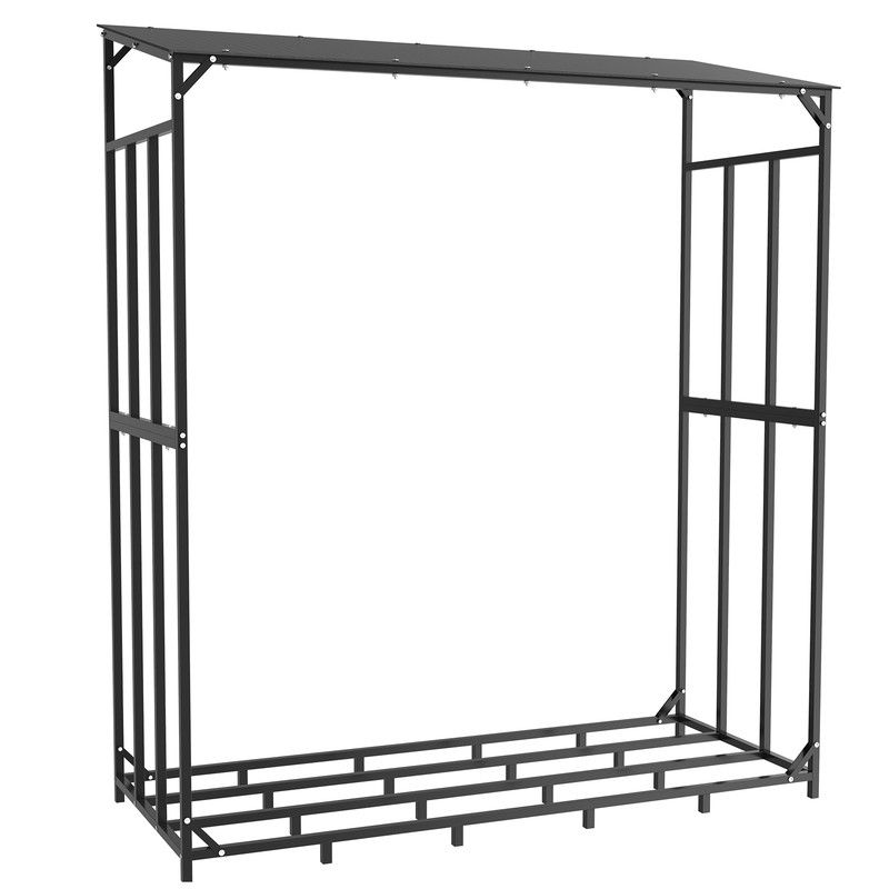 Heavy Duty Outdoor Firewood Rack with Waterproof Cover, Square Strong Stand for Fireplace & Garden Firewood Storage