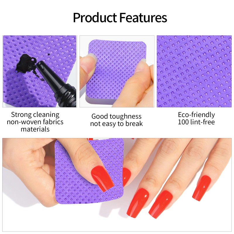Lint-Free Nail Polish Remover Cotton Wipes, UV Gel Tips Cleaner Pad for Polish & Manicure Art