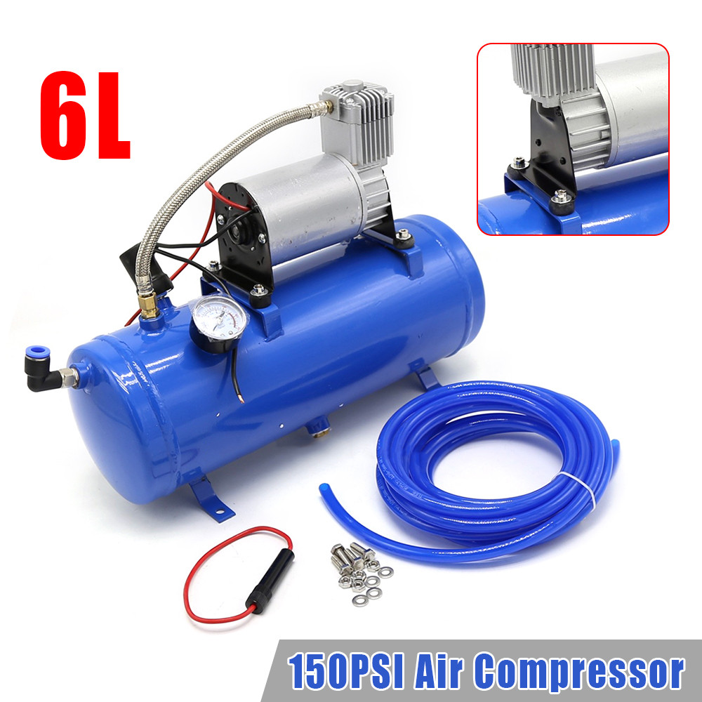 Air Horn Kit 6L mit 100 PSI 12V, Compact Luft Kompressor & Auto Tire Inflator Compressor