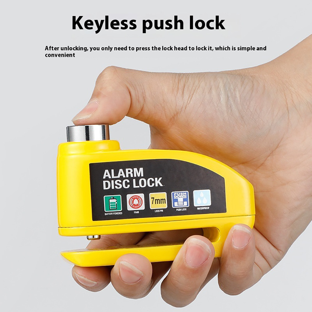 Motorcycle Alarm Disc Brake Lock 120dB Loud Anti-Theft Wheel Padlock, Waterproof Moto Security Disc Lock for Scooter