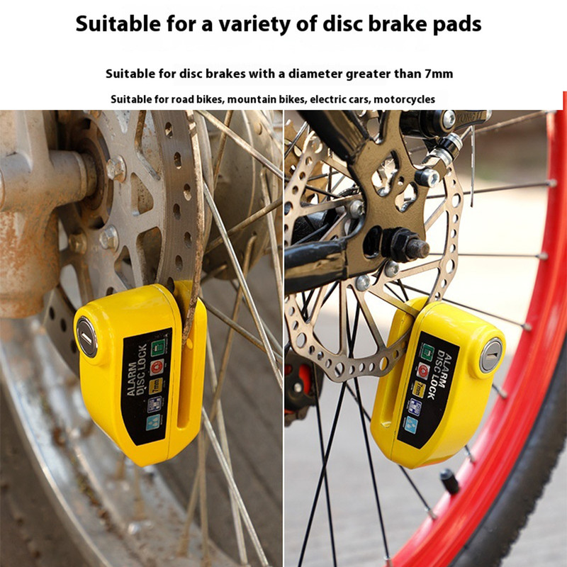 Motorcycle Alarm Disc Brake Lock 120dB Loud Anti-Theft Wheel Padlock, Waterproof Moto Security Disc Lock for Scooter