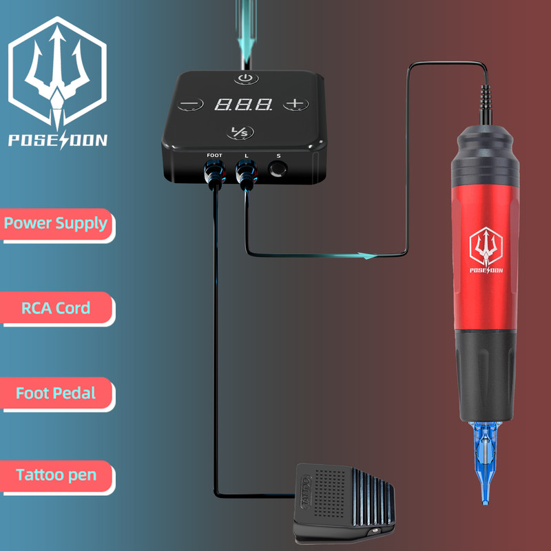 High Power Tattoo Pen Kit Hot Red Permanent Makeup Tattoo Gun Kit With Power Supply Cartridge Needl 1