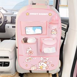 universal leather car back seat organizer anti-kick pad rear, anti-dirty pad universal car backrest storage bag