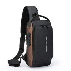 classic pu leather men crossbody chest bag, anti-theft multifunctional shoulder bag for travel, work & casual outfits