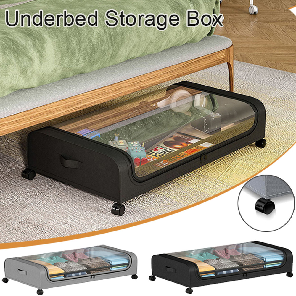 Under Bed Storage Box with Wheels, Large Capacity Dust Proof Quilt Clothes Storage Bag for Bedroom, Organizing Storage