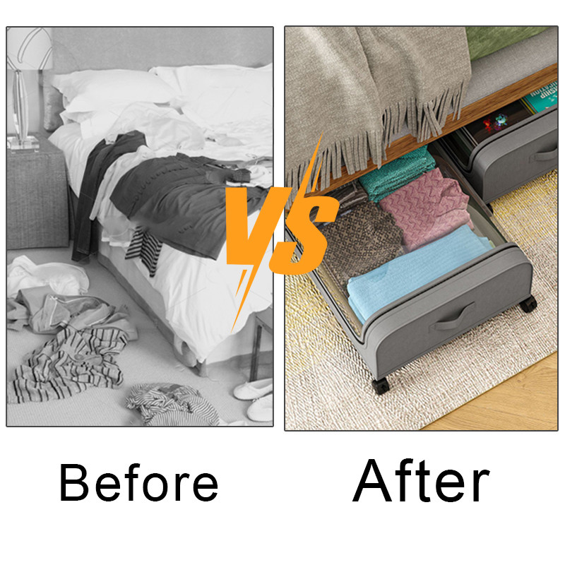 Under Bed Storage Box with Wheels, Large Capacity Dust Proof Quilt Clothes Storage Bag for Bedroom, Organizing Storage