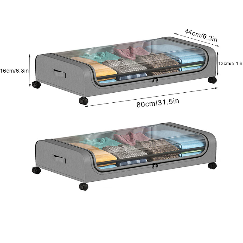 Under Bed Storage Box with Wheels, Large Capacity Dust Proof Quilt Clothes Storage Bag for Bedroom, Organizing Storage