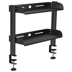 clamp-on desk shelf, no drill desk organizer rack, space saving adjustable metal computer desktop clamp high