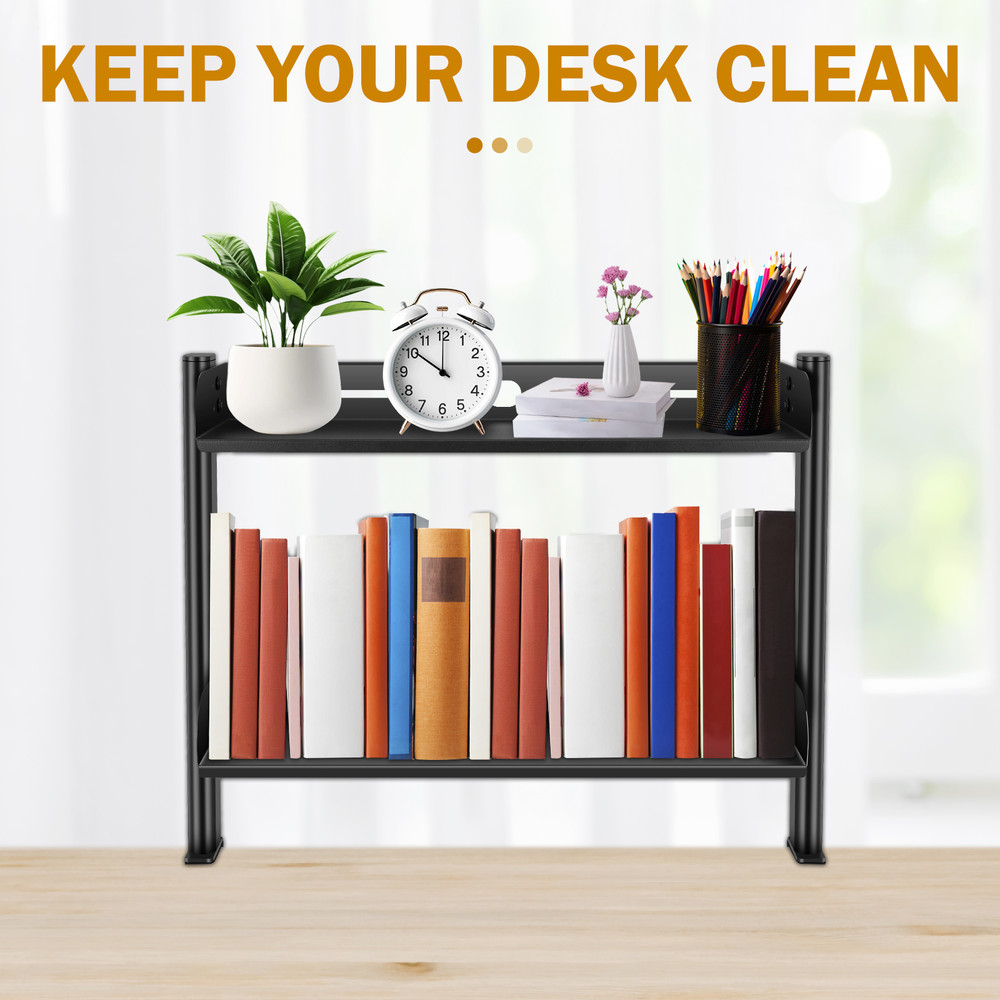 Clampon Desk Shelf No Drill Desk Organizer Rack Space Saving Adjustable Metal Computer Desktop Clam 1