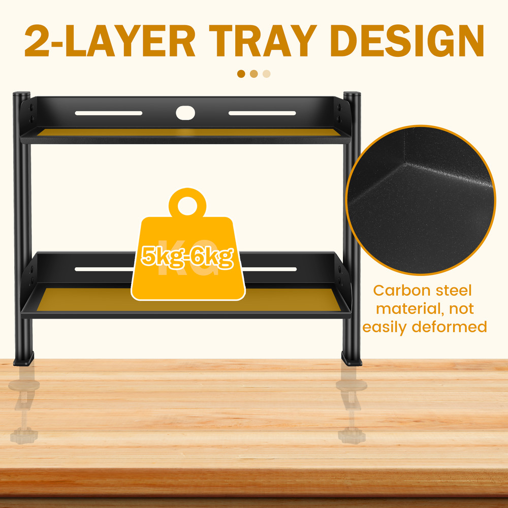 Clampon Desk Shelf No Drill Desk Organizer Rack Space Saving Adjustable Metal Computer Desktop Clam 4