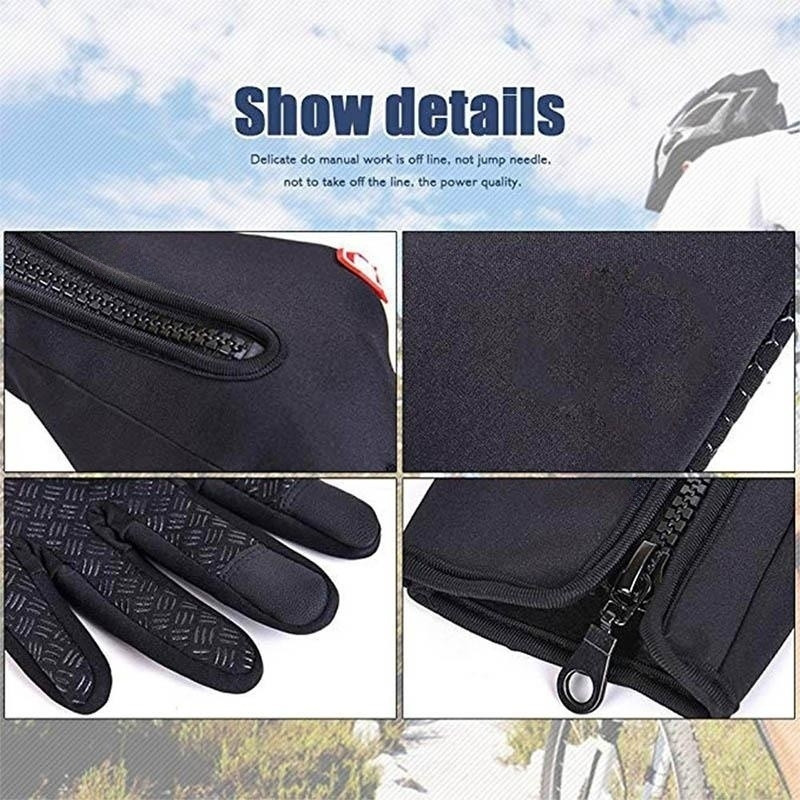 Winter Gloves for Men Waterproof Windproof Cold Weather Gloves Touchscreen Zipper Gloves for Snowboard Motorcycle