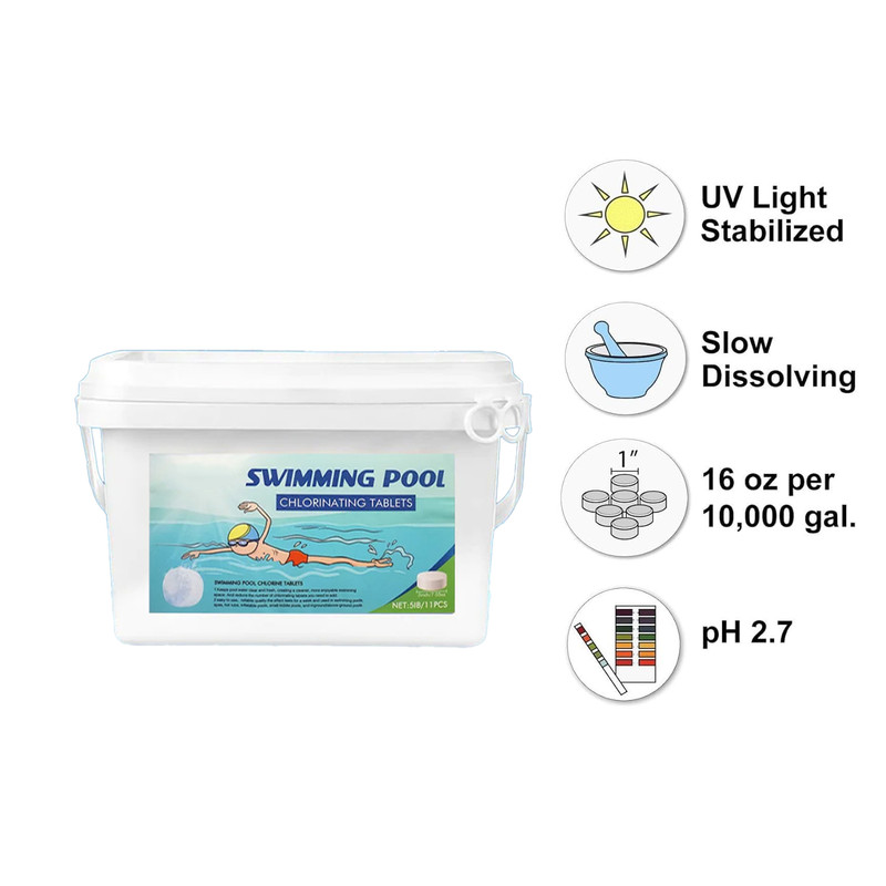 Slow-Dissolving Cleaner Tablets for Cleaning and Disinfecting Swimming Pools, Bathtubs and Spas, Dose Chlorine Tablets